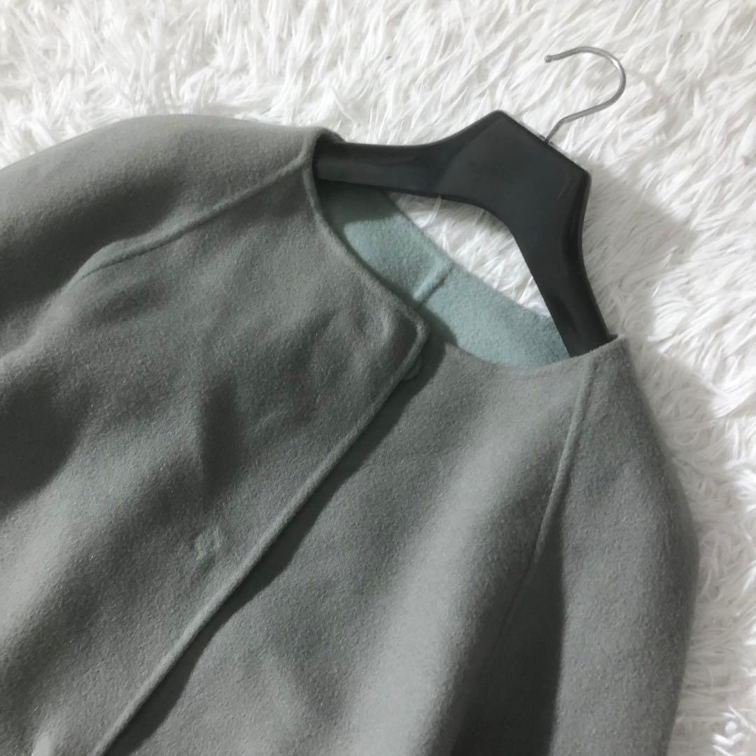 美品 ADORE ２ＴＯＮＥリバーコート ストール付き カシミヤ混 リバーシブル