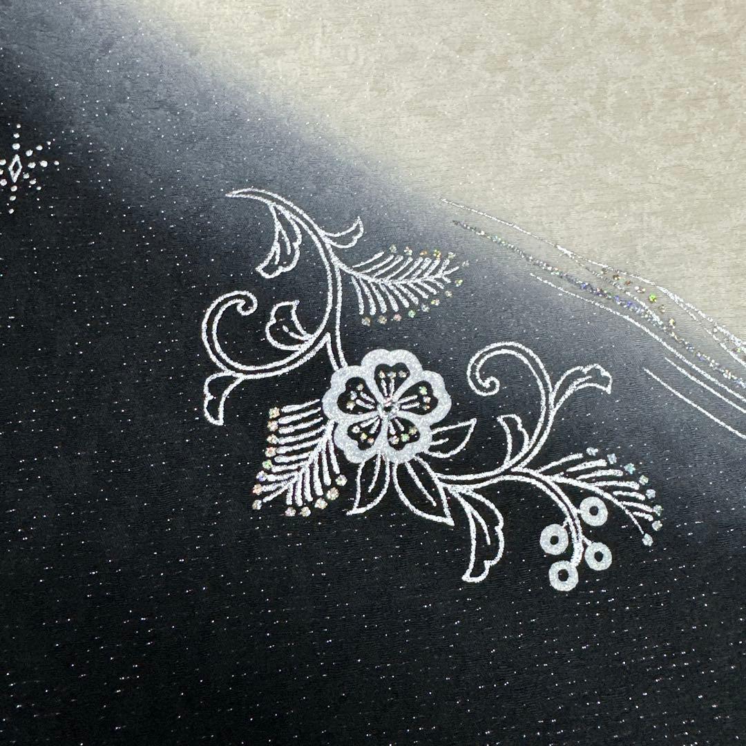 モノトーン キラキララインストーン訪問着 銀通し 白黒