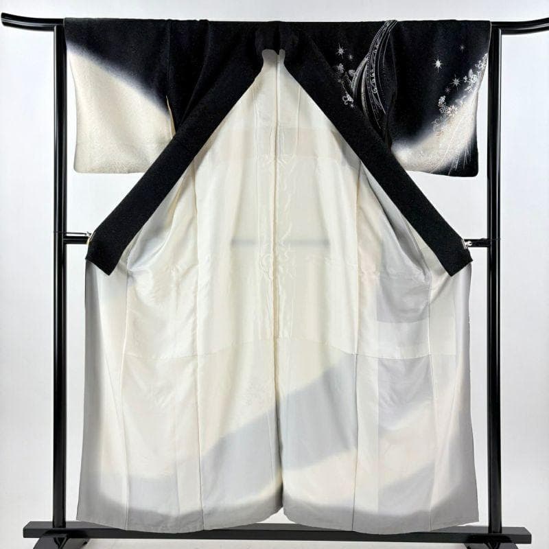 モノトーン キラキララインストーン訪問着 銀通し 白黒