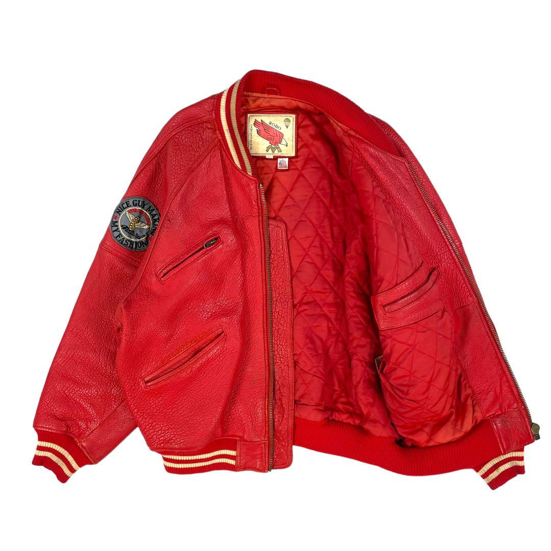 【最高級シボ革】 ROBO 本革 レザージャケット スタジャン 抜群のシルエット