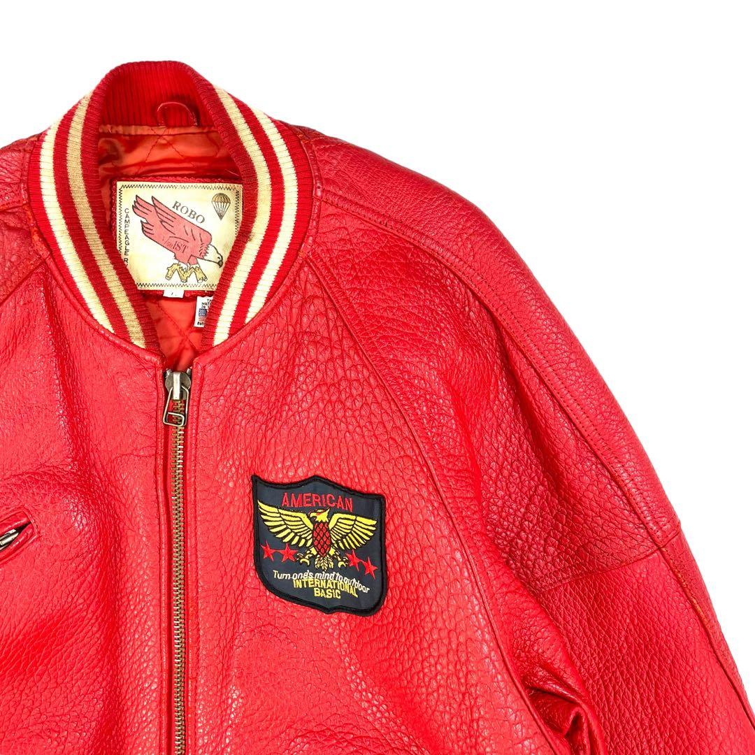 【最高級シボ革】 ROBO 本革 レザージャケット スタジャン 抜群のシルエット