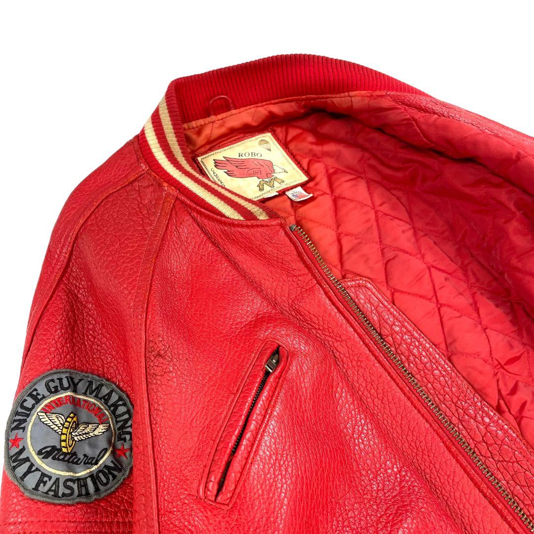 【最高級シボ革】 ROBO 本革 レザージャケット スタジャン 抜群のシルエット