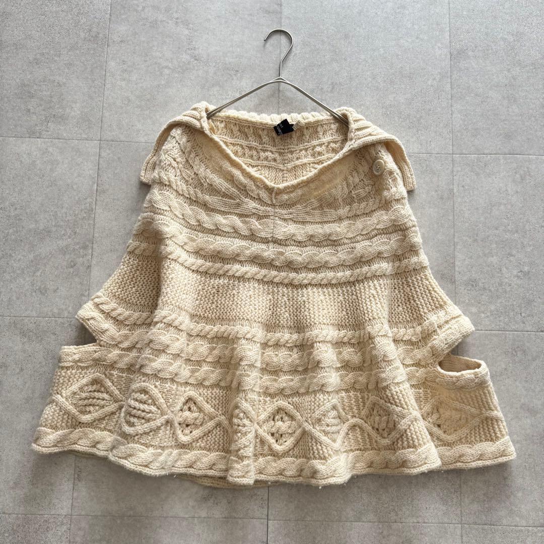 トリココムデギャルソン　ニットポンチョ　セーラーカラー　アイボリー　アーカイブ