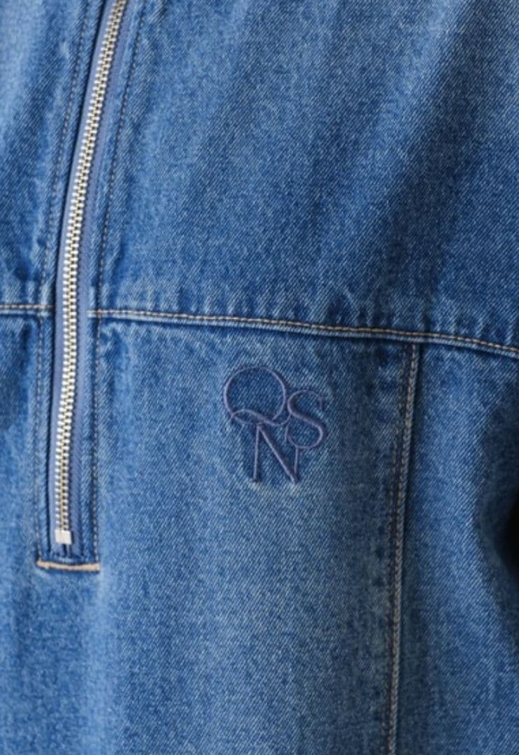 Q.anos/ハーフジップデニムワンピース（ブルー）