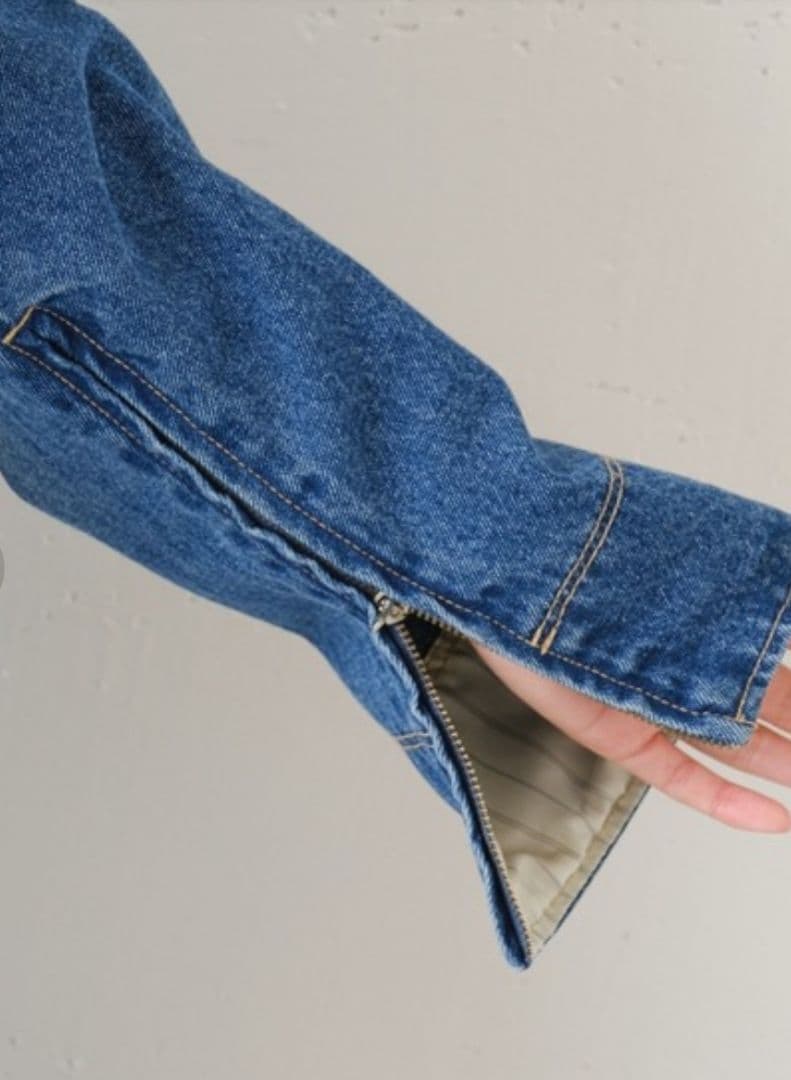 Q.anos/ハーフジップデニムワンピース（ブルー）