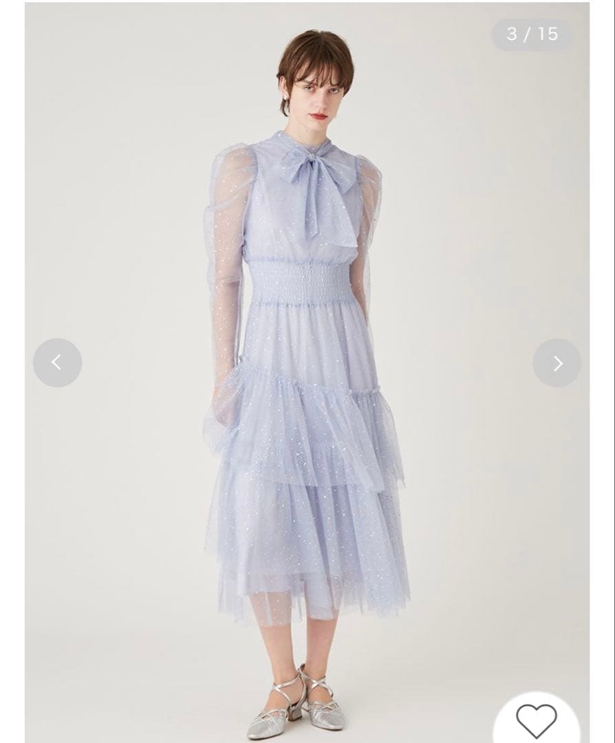 furfur ロングスリーブラメチュールドレス