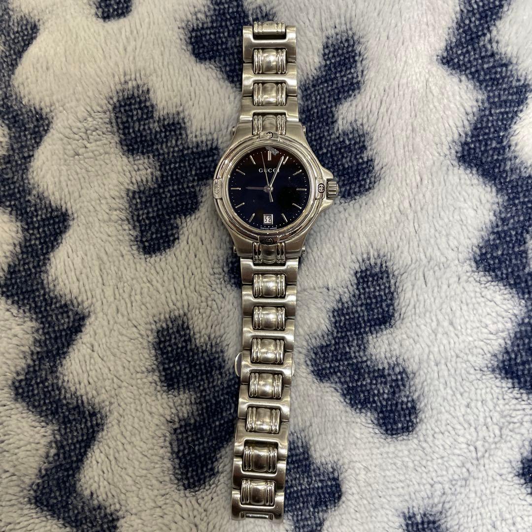 GUCCI 腕時計 クォーツ シルバー/ネイビー
