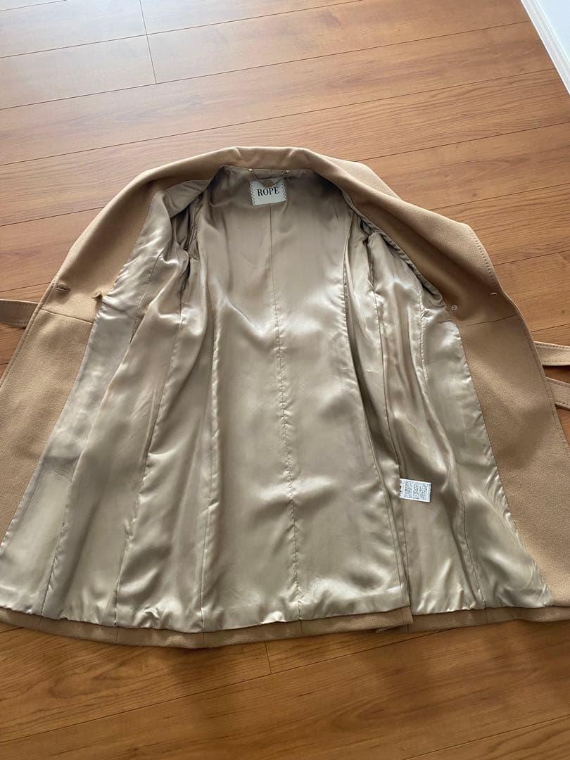 美品　ロペ カシミヤ混　ロングコート　キャメル　 ベルト付き　日本製