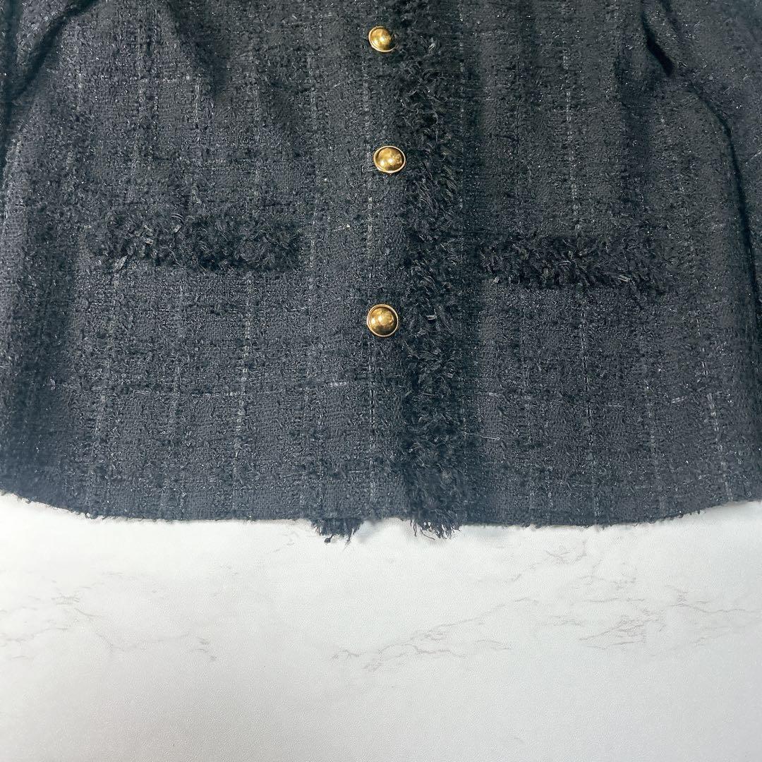 UNITED ARROWS＞ファンシーツイード Ｖネック ノーカラージャケット