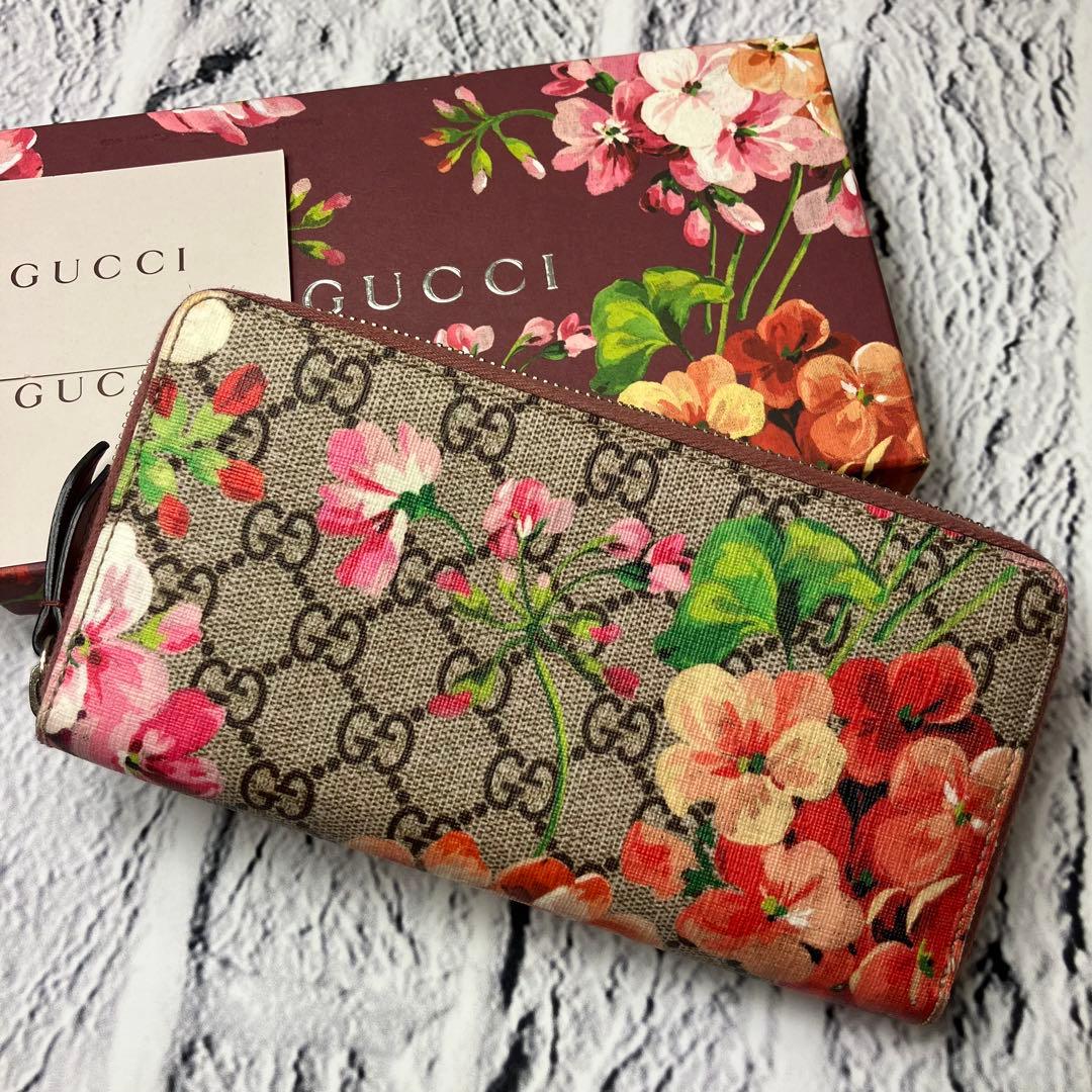 グッチ✨ルームス GGスプリーム フローラ 花柄 ラウンドファスナー 長財布