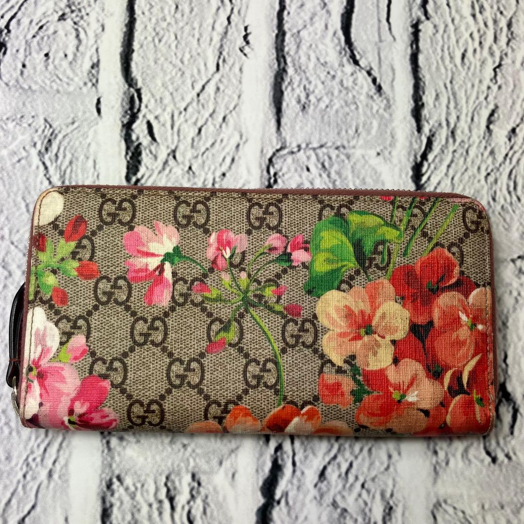 グッチ✨ルームス GGスプリーム フローラ 花柄 ラウンドファスナー 長財布