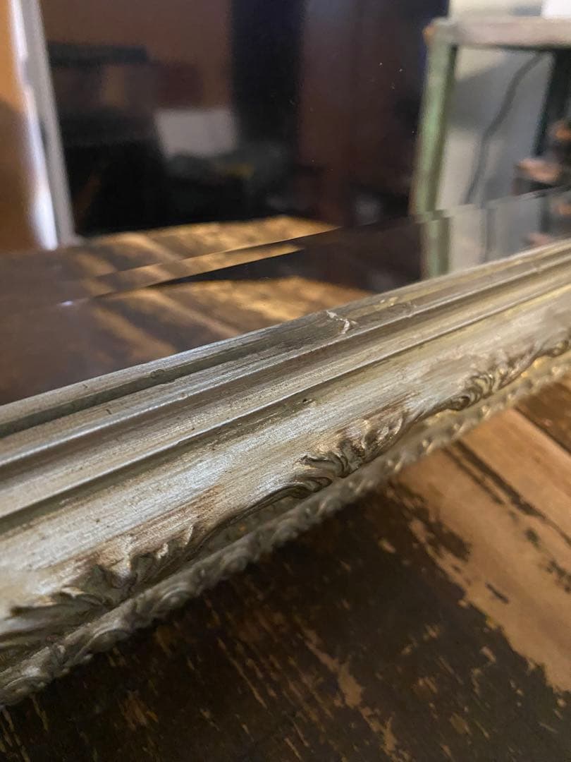 アンティーク　ミラー　鏡　壁掛け　レトロ　姿見　ヴィンテージ　ゴールド