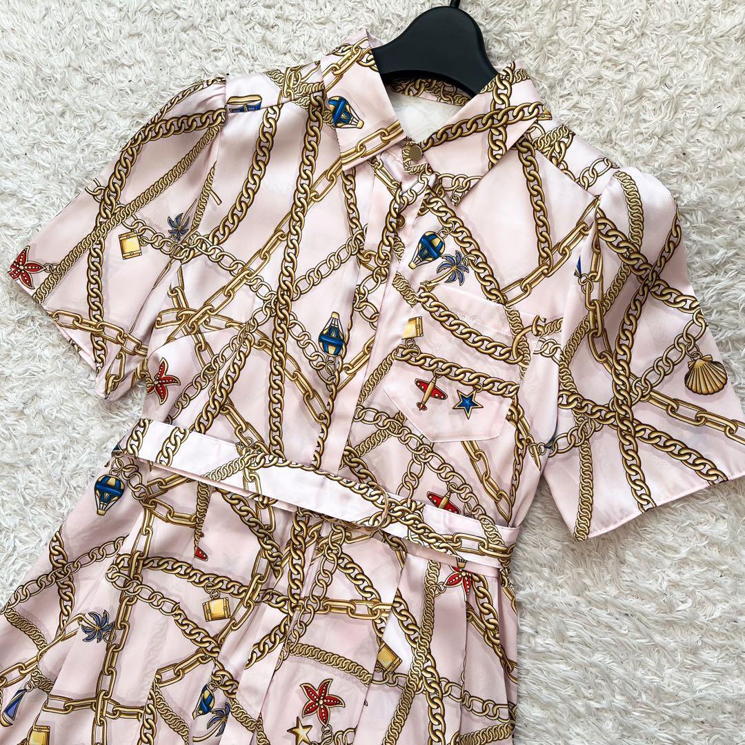 Grace Class チェーンマリンプリントワンピース ベルト