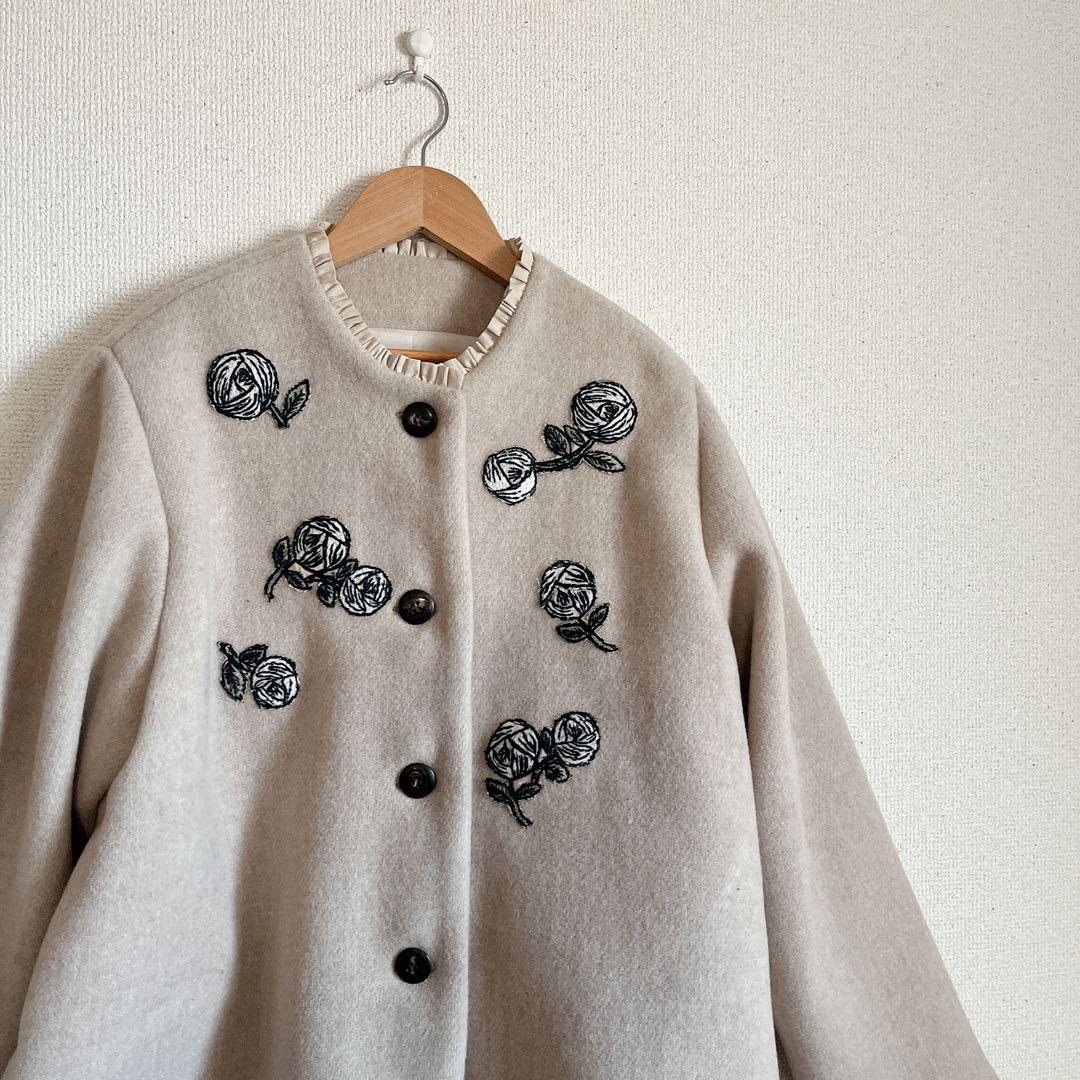 ミナペルホネン　rosy ウール　ジャケット　コート　総裏　ハンドメイド