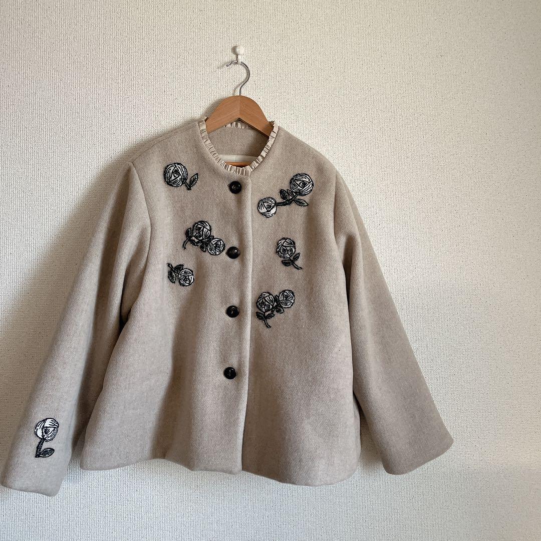 ミナペルホネン　rosy ウール　ジャケット　コート　総裏　ハンドメイド