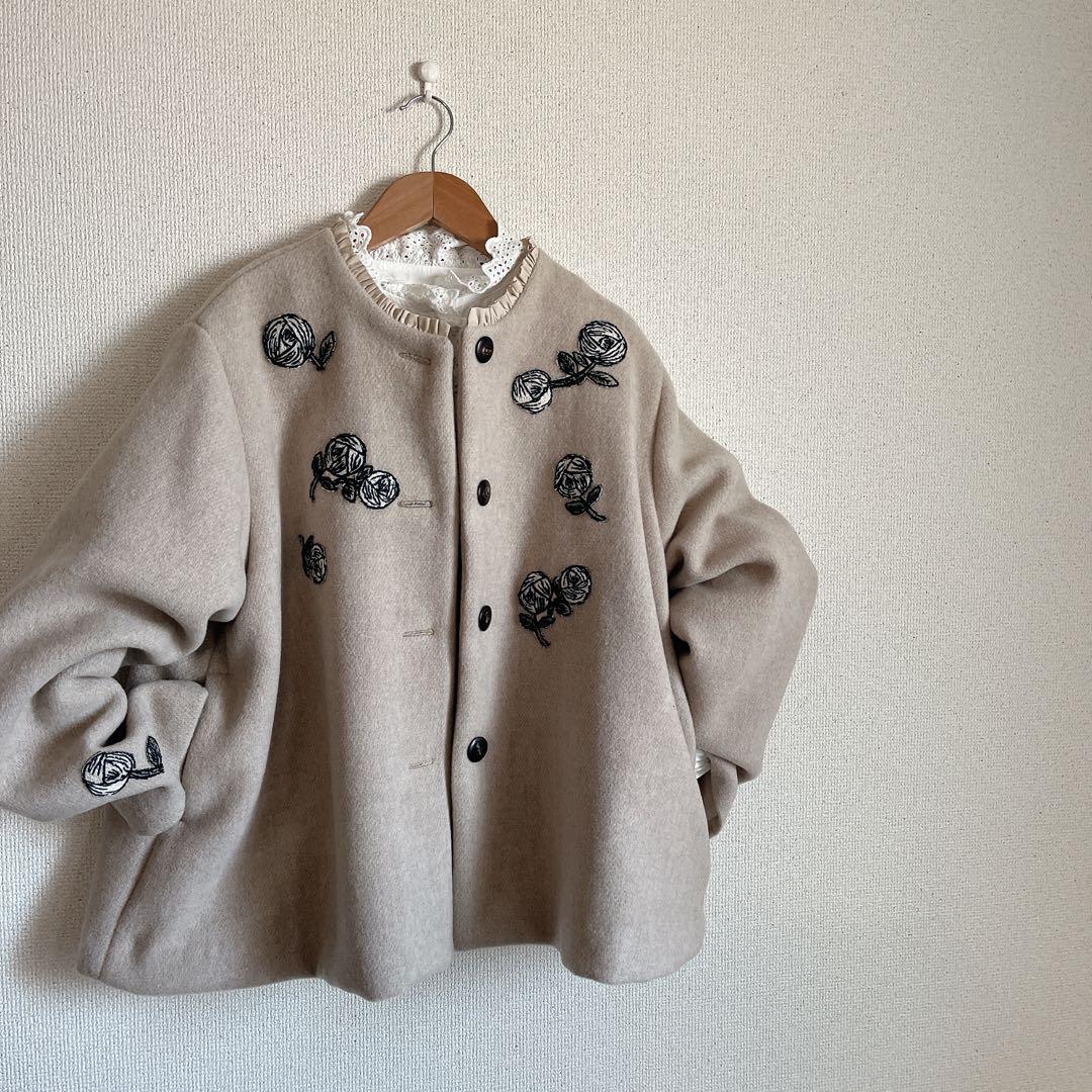 ミナペルホネン　rosy ウール　ジャケット　コート　総裏　ハンドメイド