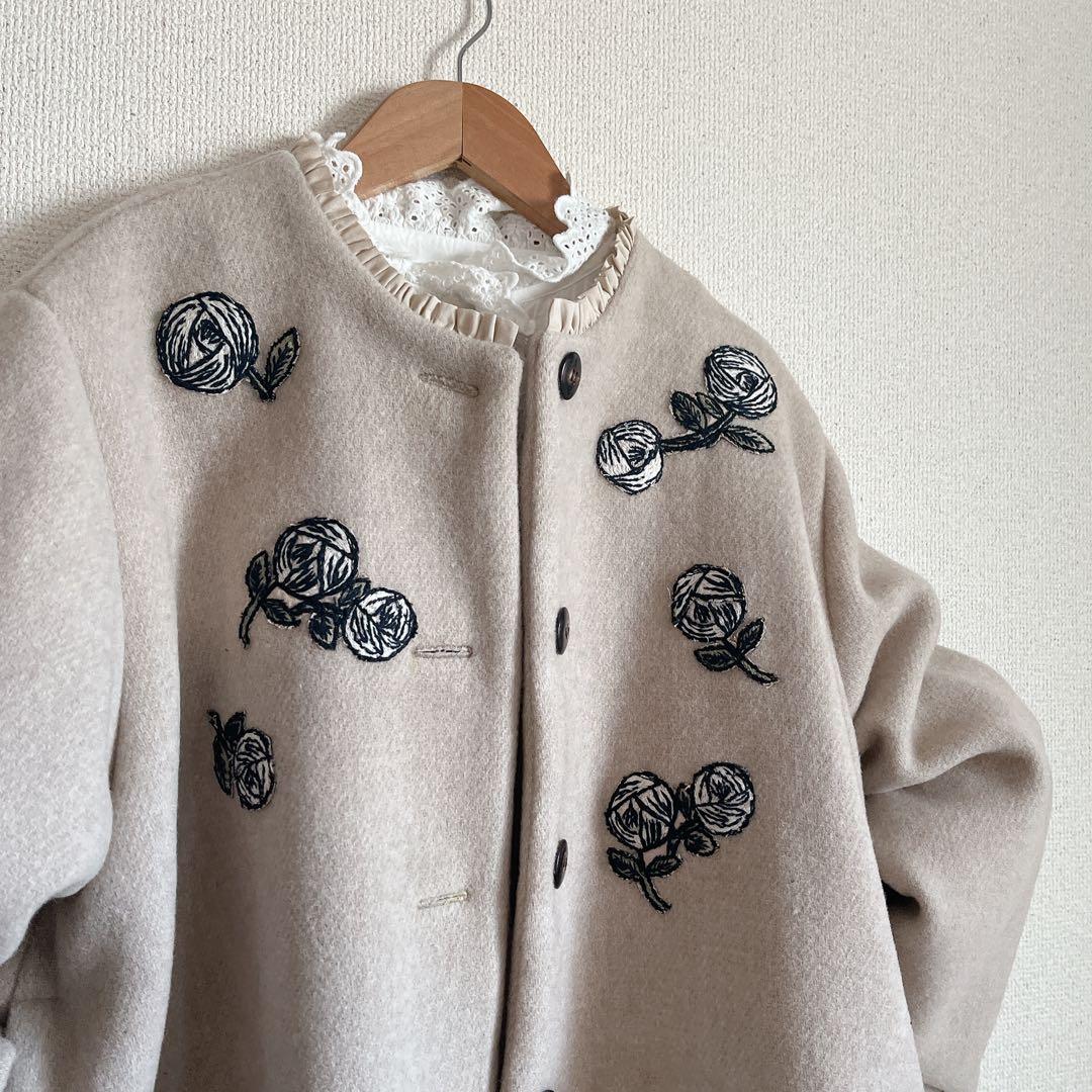 ミナペルホネン　rosy ウール　ジャケット　コート　総裏　ハンドメイド