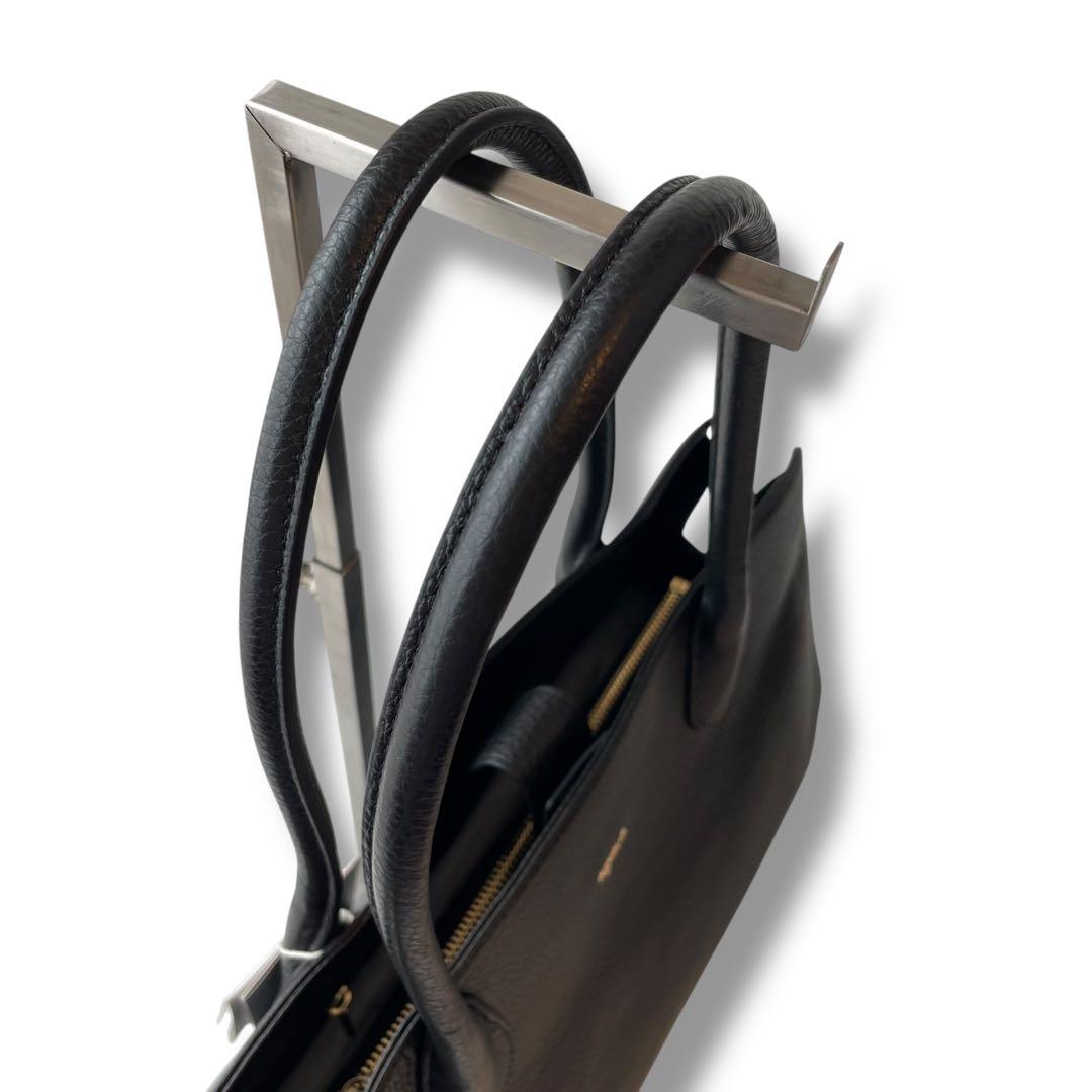 未使用タグ付き アニエスベー レザー シボ革 ビジネスバッグ A4 自立