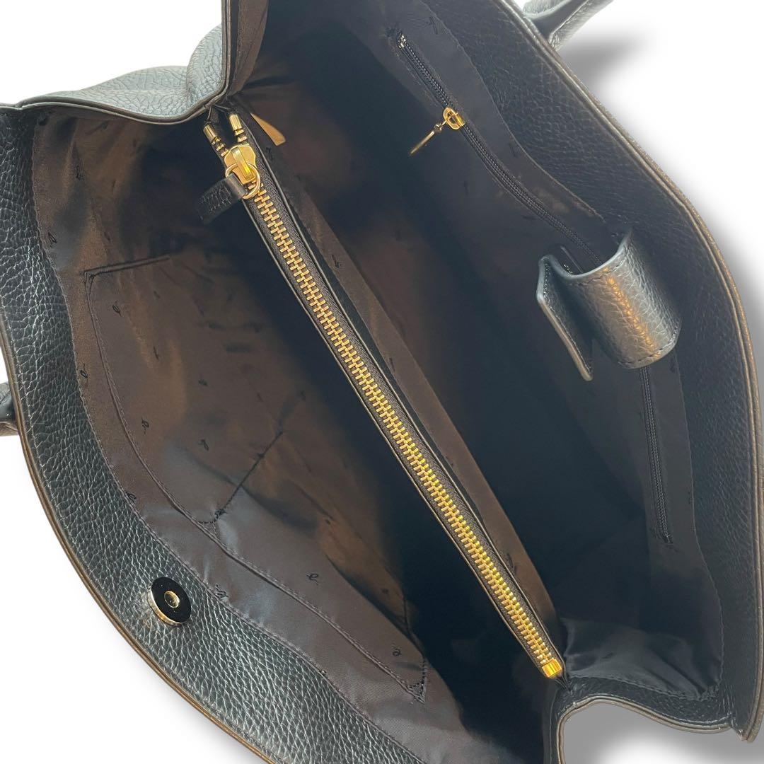 未使用タグ付き アニエスベー レザー シボ革 ビジネスバッグ A4 自立