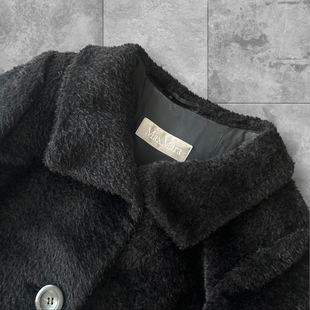 マックスマーラ アルパカ×ヴァージンウール テディコート アウター 黒 36