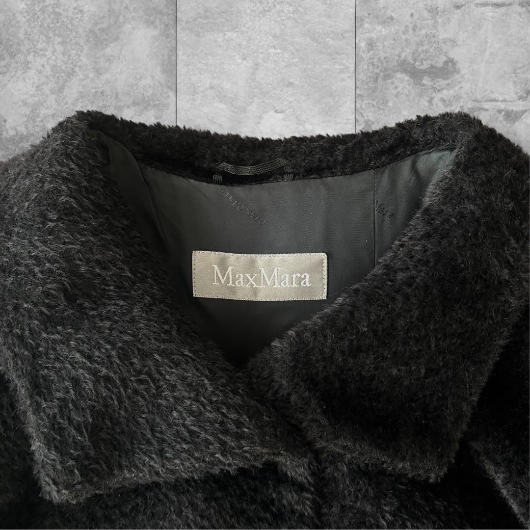 マックスマーラ アルパカ×ヴァージンウール テディコート アウター 黒 36