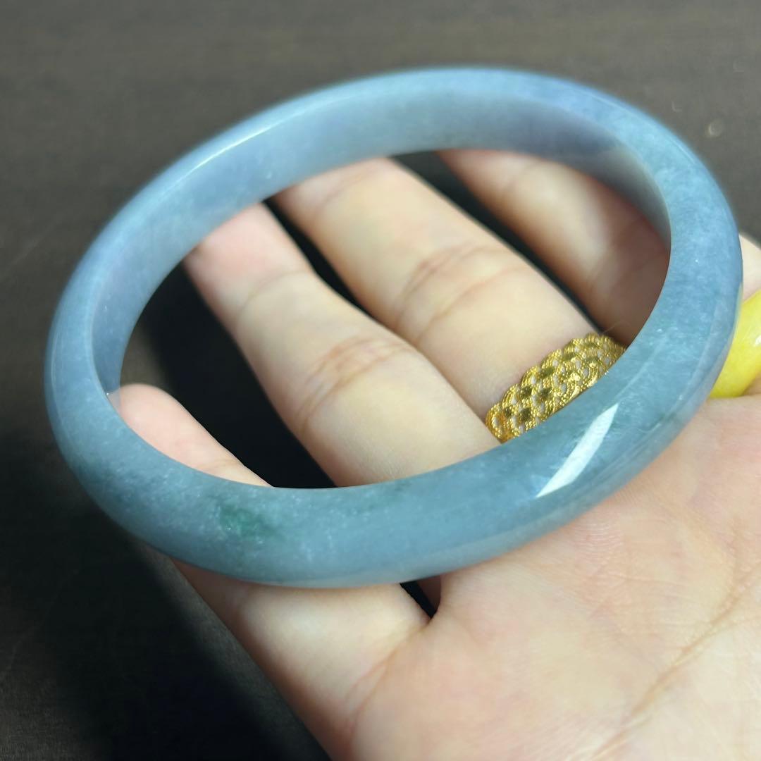 本翡翠バングル　藍紫　無含浸　無着色　一点物