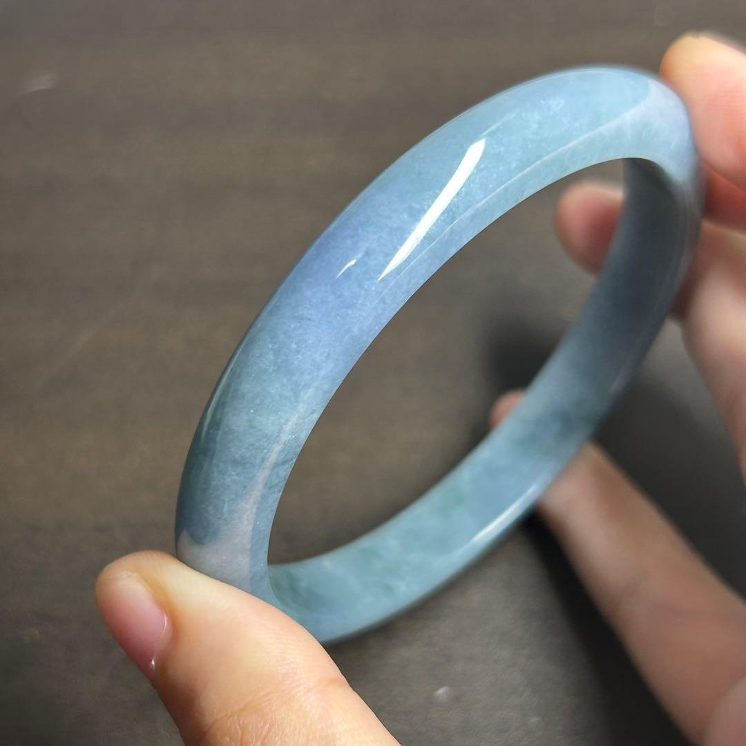 本翡翠バングル　藍紫　無含浸　無着色　一点物