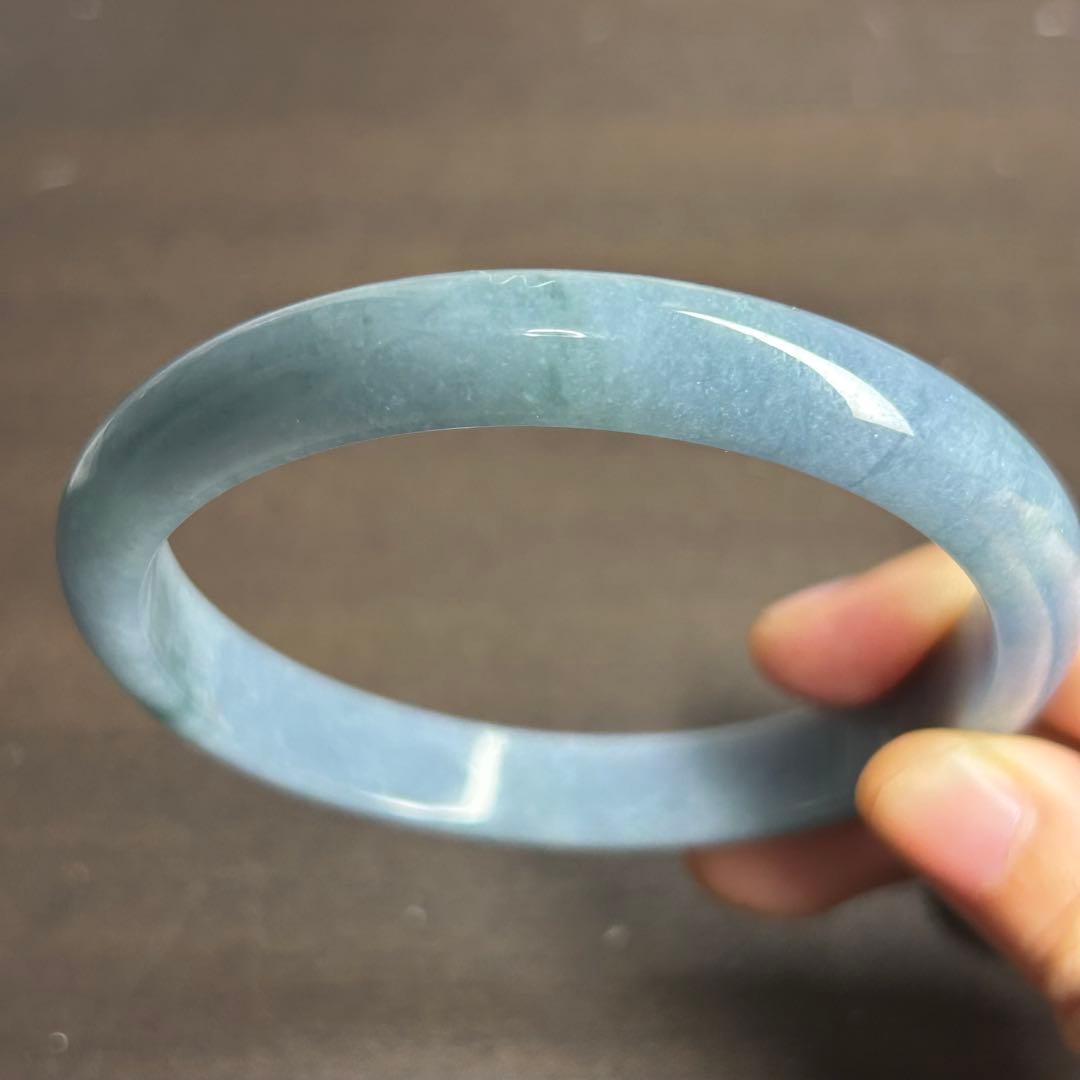 本翡翠バングル　藍紫　無含浸　無着色　一点物