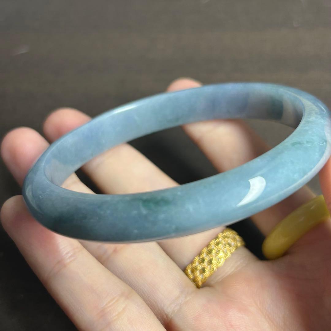 本翡翠バングル　藍紫　無含浸　無着色　一点物