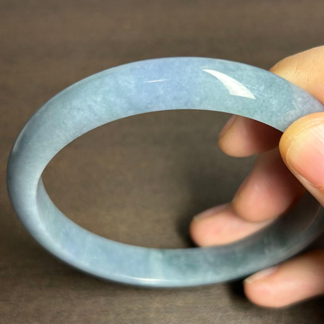本翡翠バングル　藍紫　無含浸　無着色　一点物