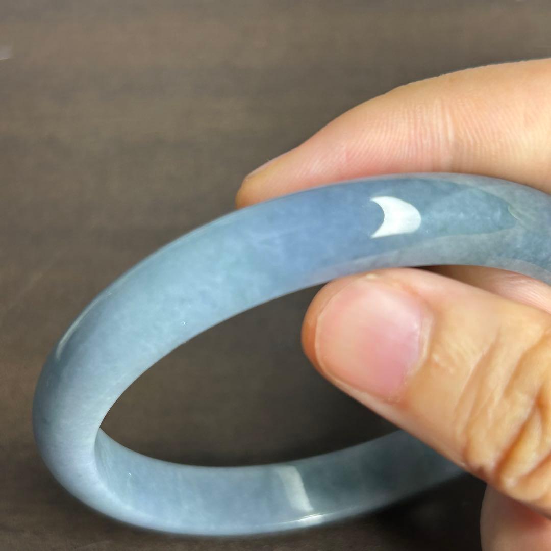 本翡翠バングル　藍紫　無含浸　無着色　一点物