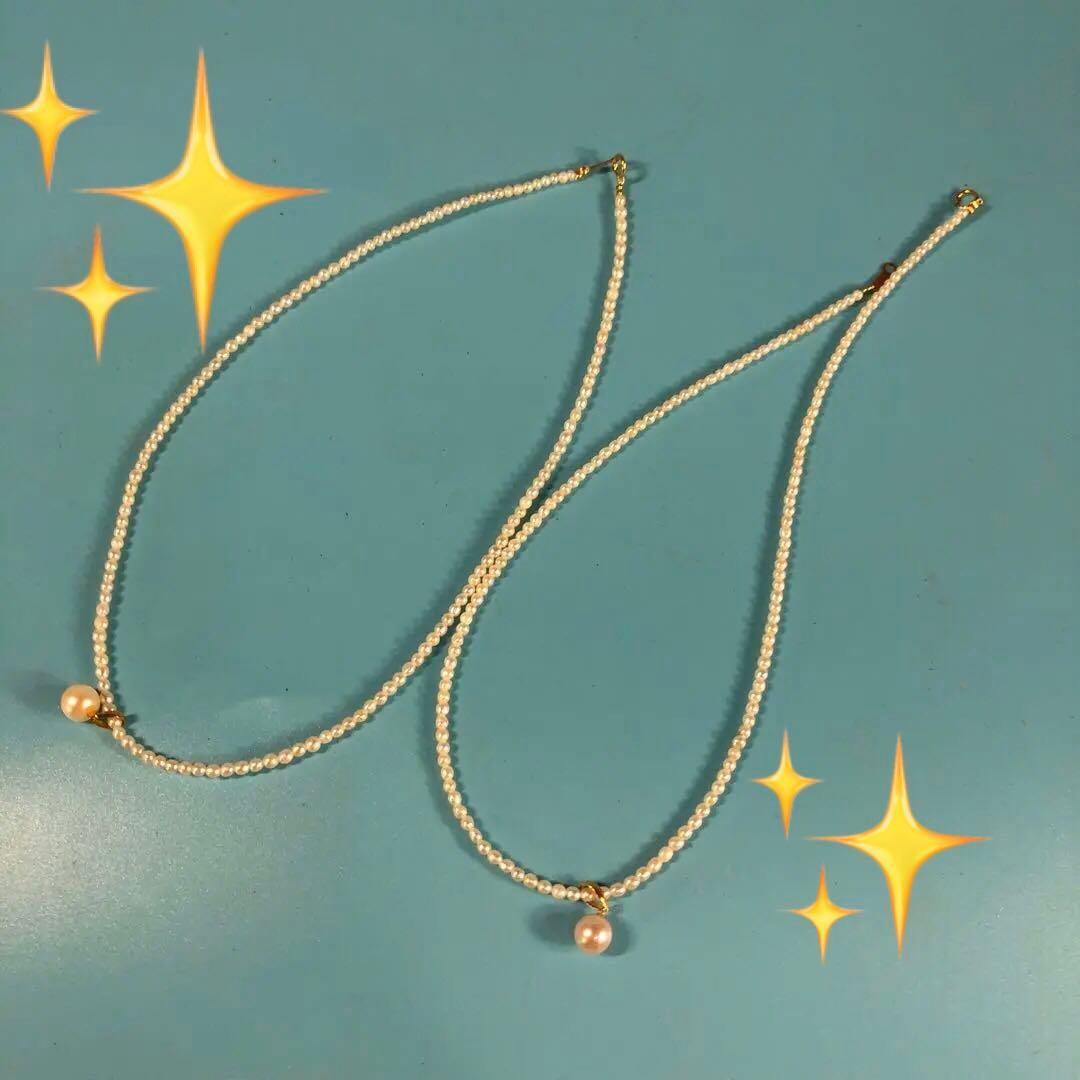 K18 淡水パールネックレス　40cm×2個