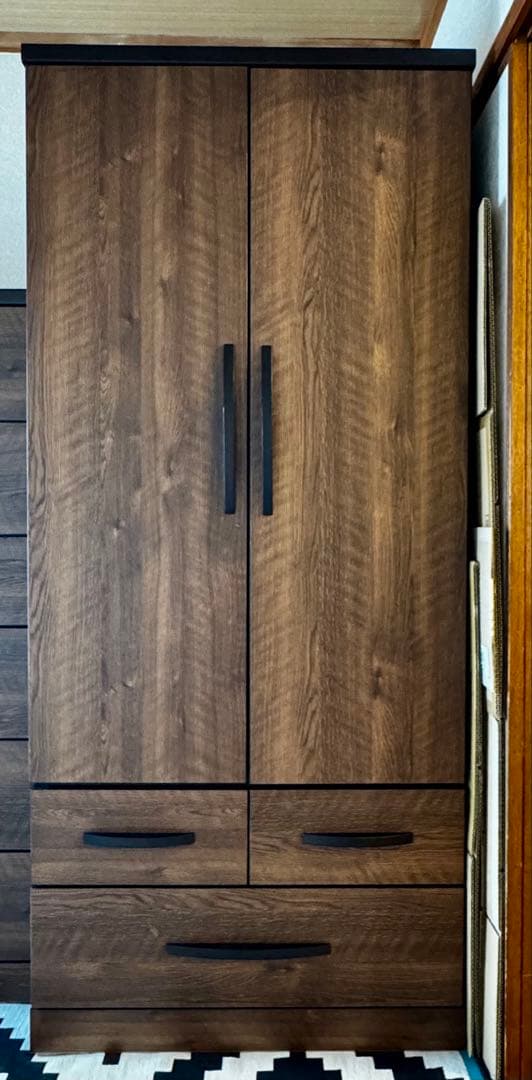 幅80cm 送料込 ウォルナット調 ワードローブ クローゼット