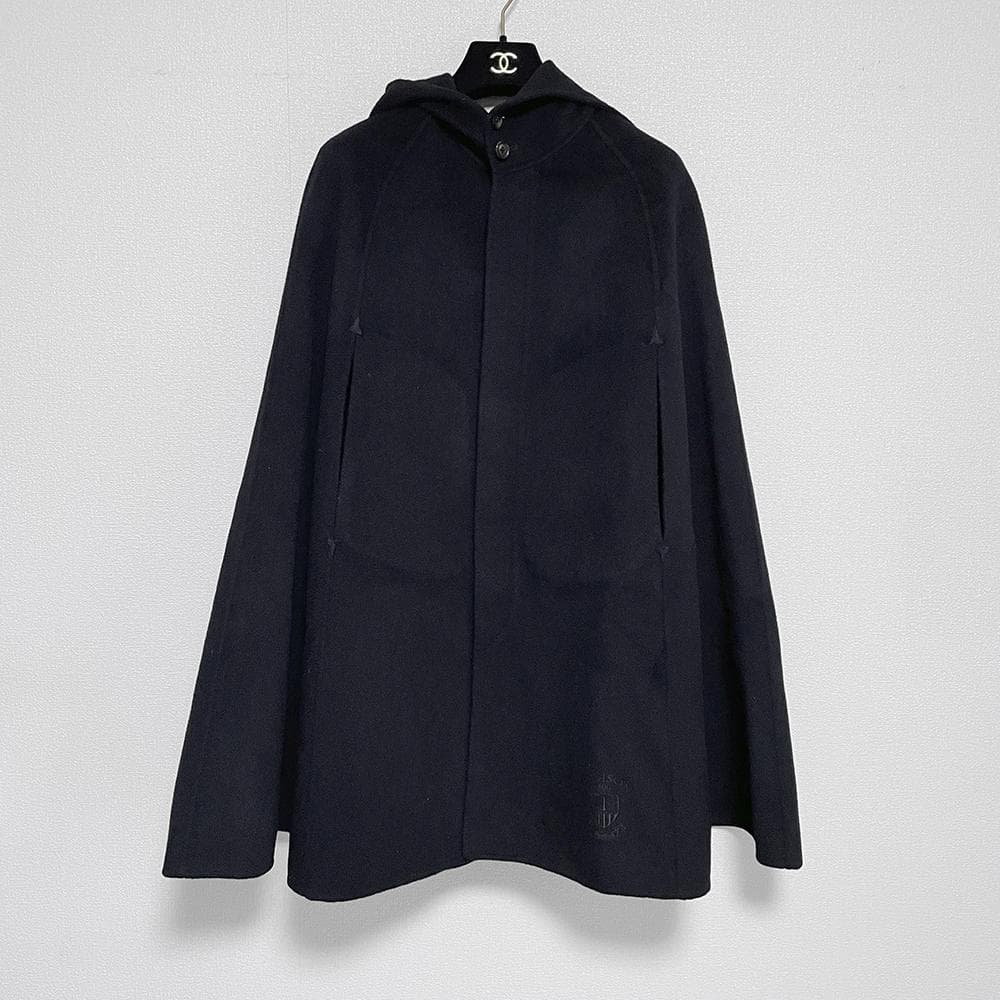 鎌倉シャツ MADISON400刺繍入り ウールケープ/マント/ポンチョ 黒