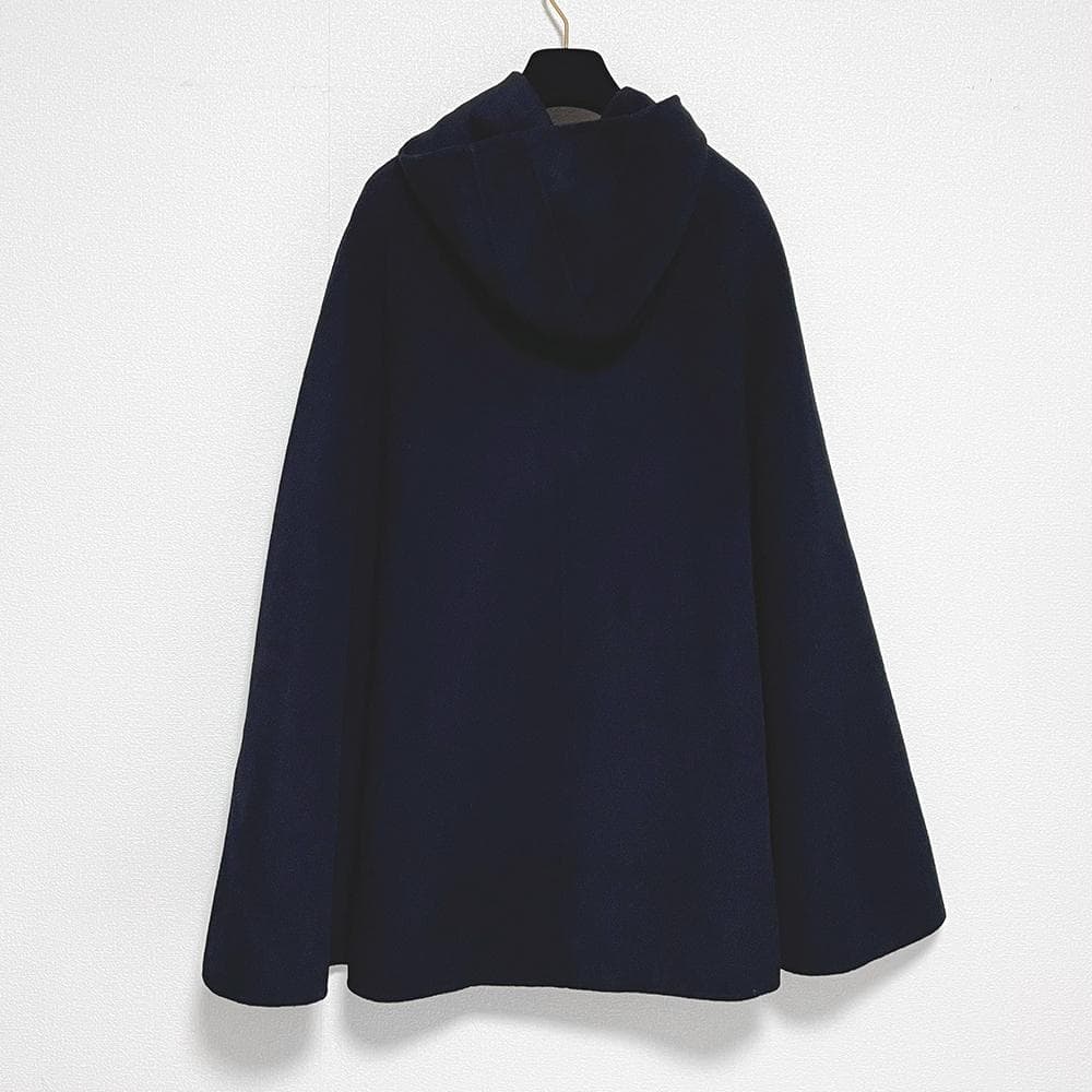 鎌倉シャツ MADISON400刺繍入り ウールケープ/マント/ポンチョ 黒