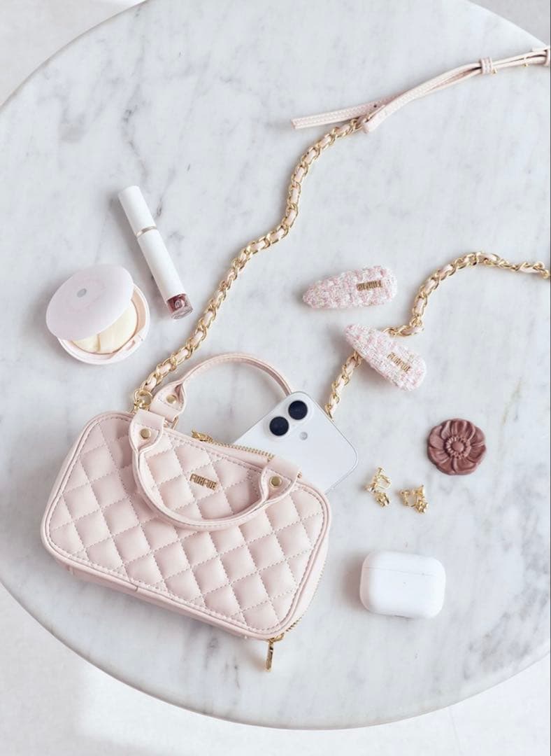 FURFUR キルティングフォンホルダー ピンク