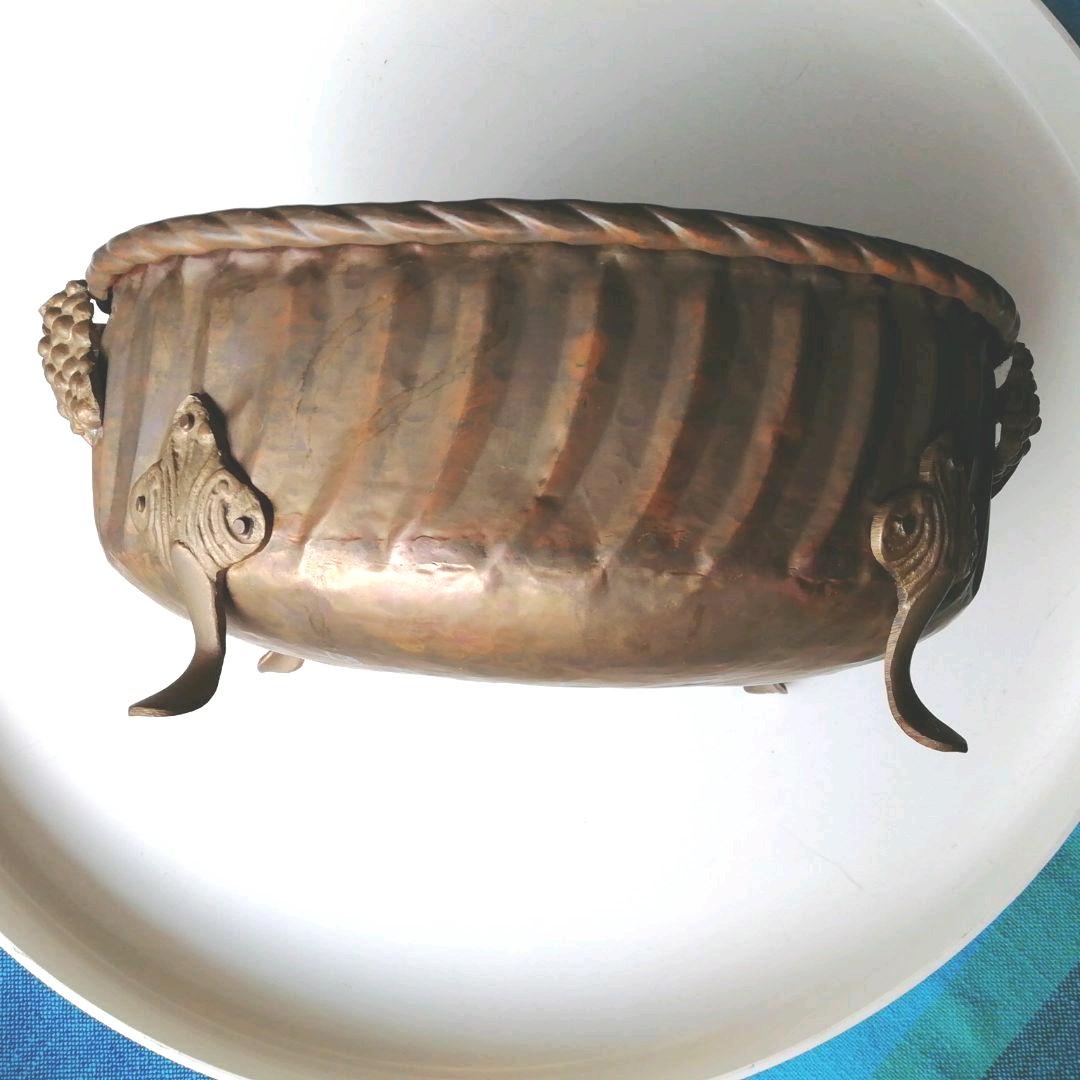 アンティーク調インド彫金籠、他槌目叩き、