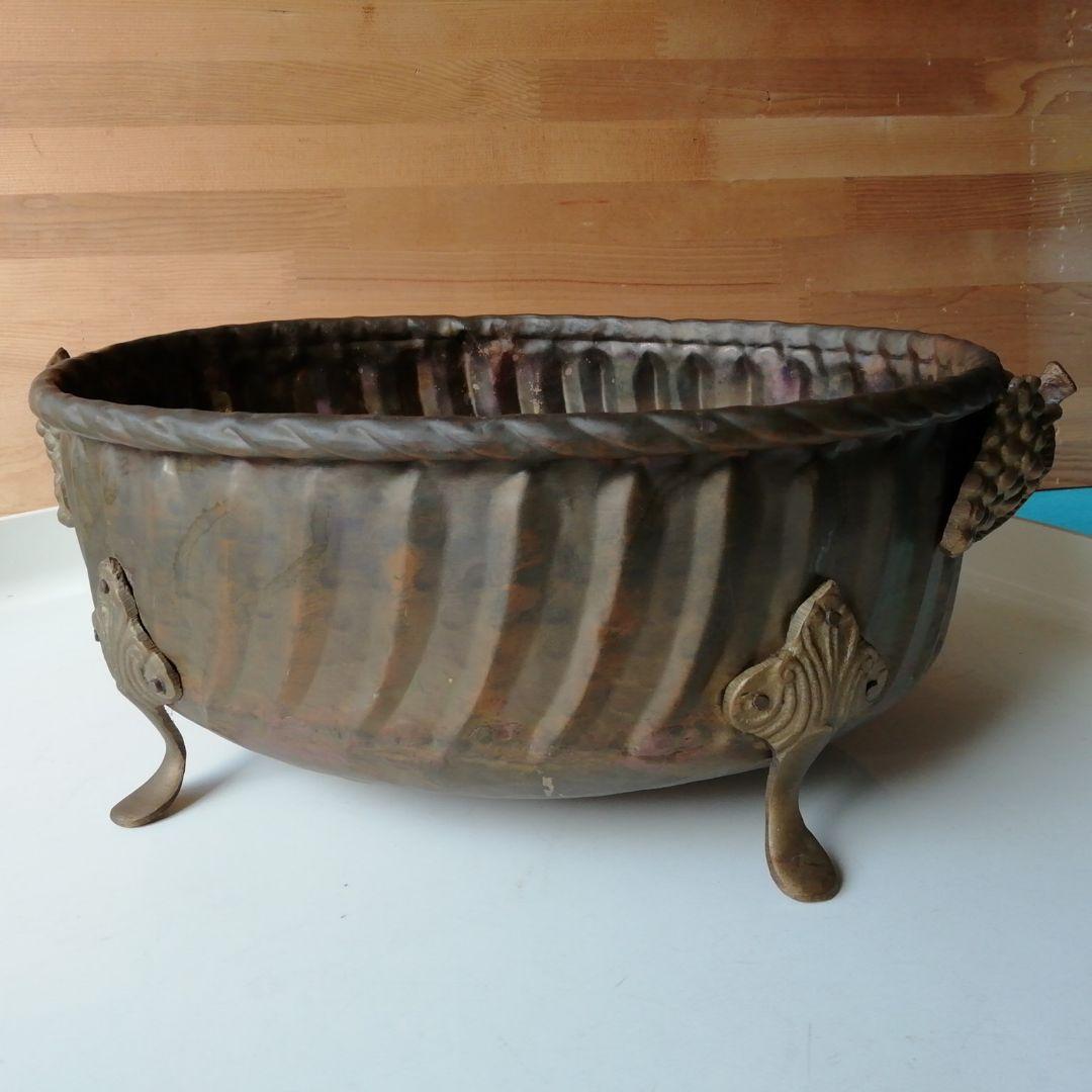 アンティーク調インド彫金籠、他槌目叩き、