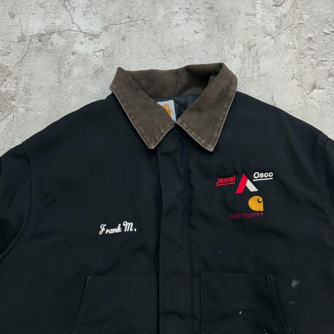 純*ん様 Carhartt　トラディショナルジャケット　企業ロゴ　古着　ブラック