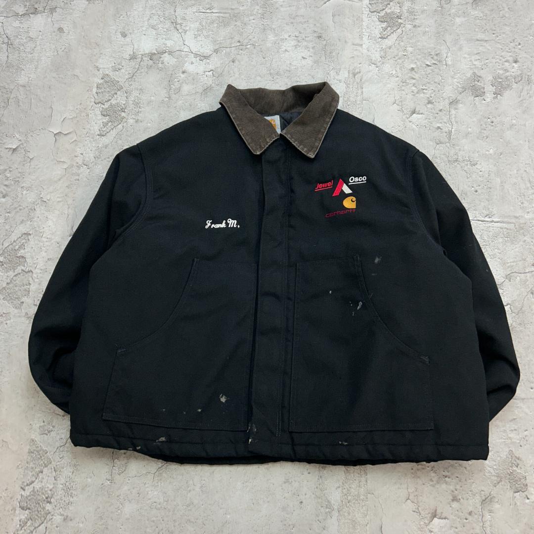 純*ん様 Carhartt　トラディショナルジャケット　企業ロゴ　古着　ブラック