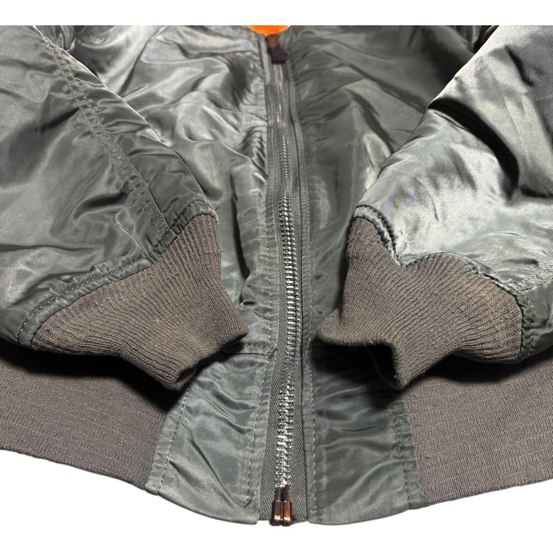 ALPHA 90s USA製 ビンテージ 短丈 フライトジャケット L セージ