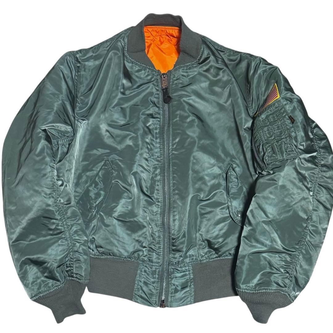 ALPHA 90s USA製 ビンテージ 短丈 フライトジャケット L セージ