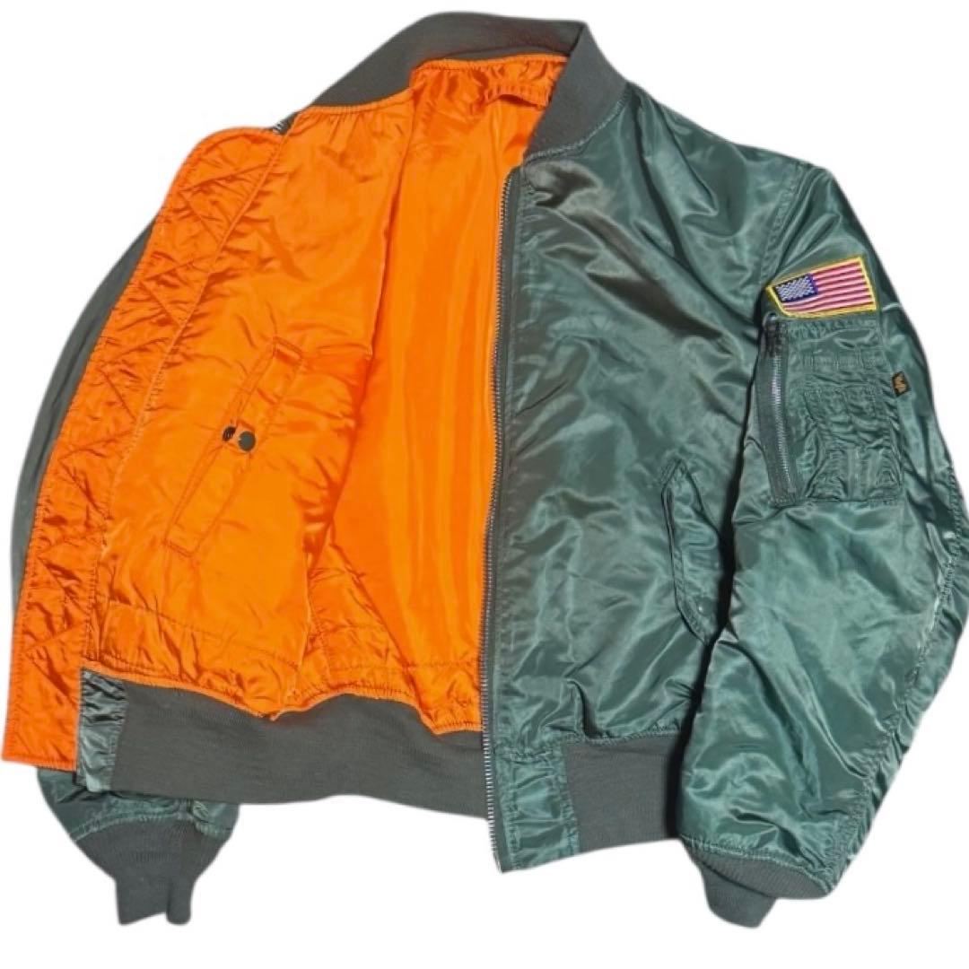 ALPHA 90s USA製 ビンテージ 短丈 フライトジャケット L セージ