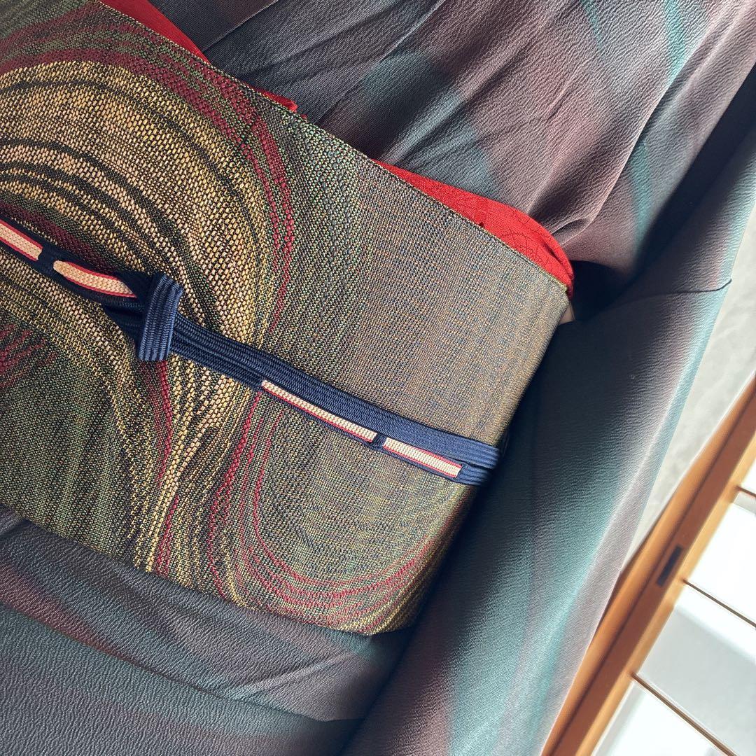 小紋　フルセット　着物　トールサイズ　正絹　大人着物　深色格子　粋　J1