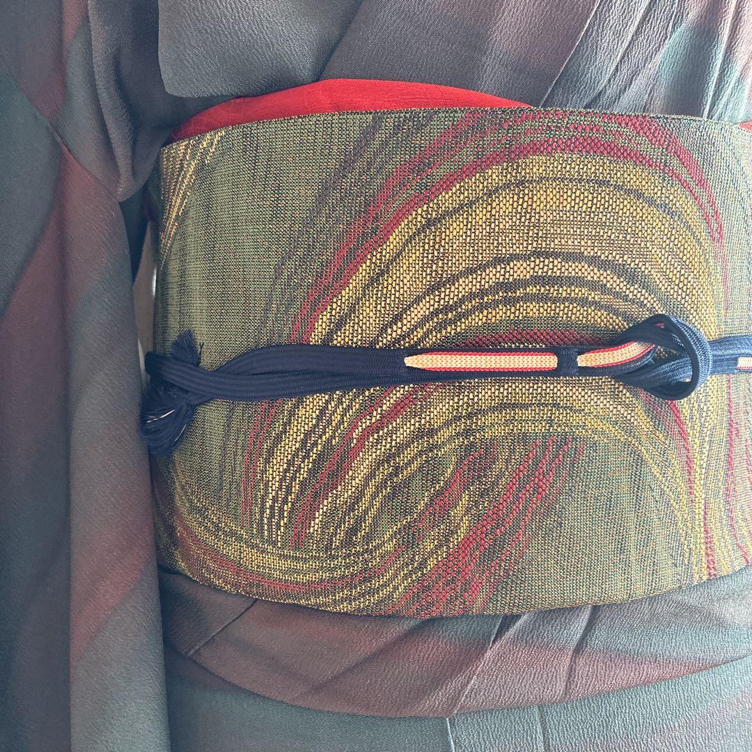 小紋　フルセット　着物　トールサイズ　正絹　大人着物　深色格子　粋　J1