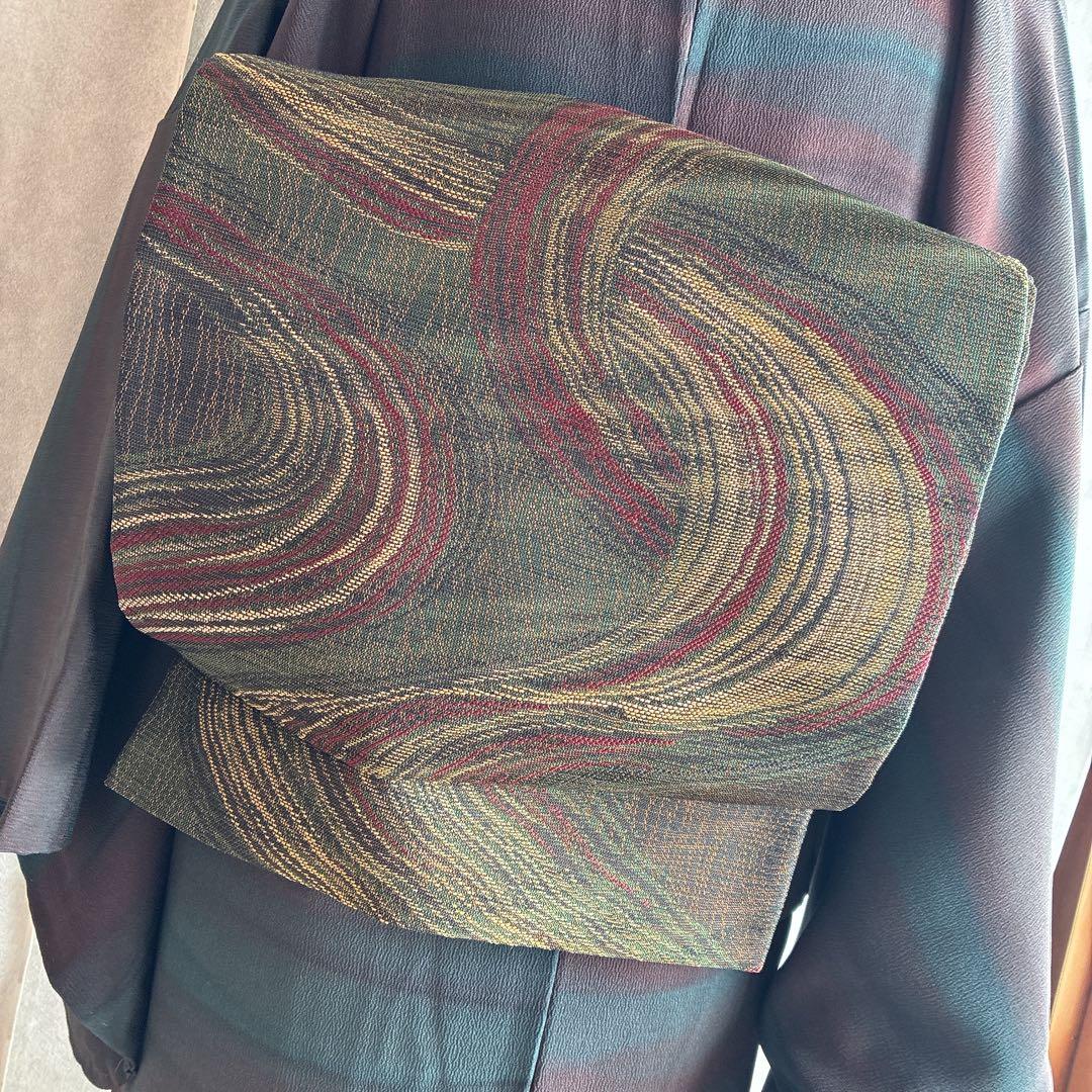 小紋　フルセット　着物　トールサイズ　正絹　大人着物　深色格子　粋　J1