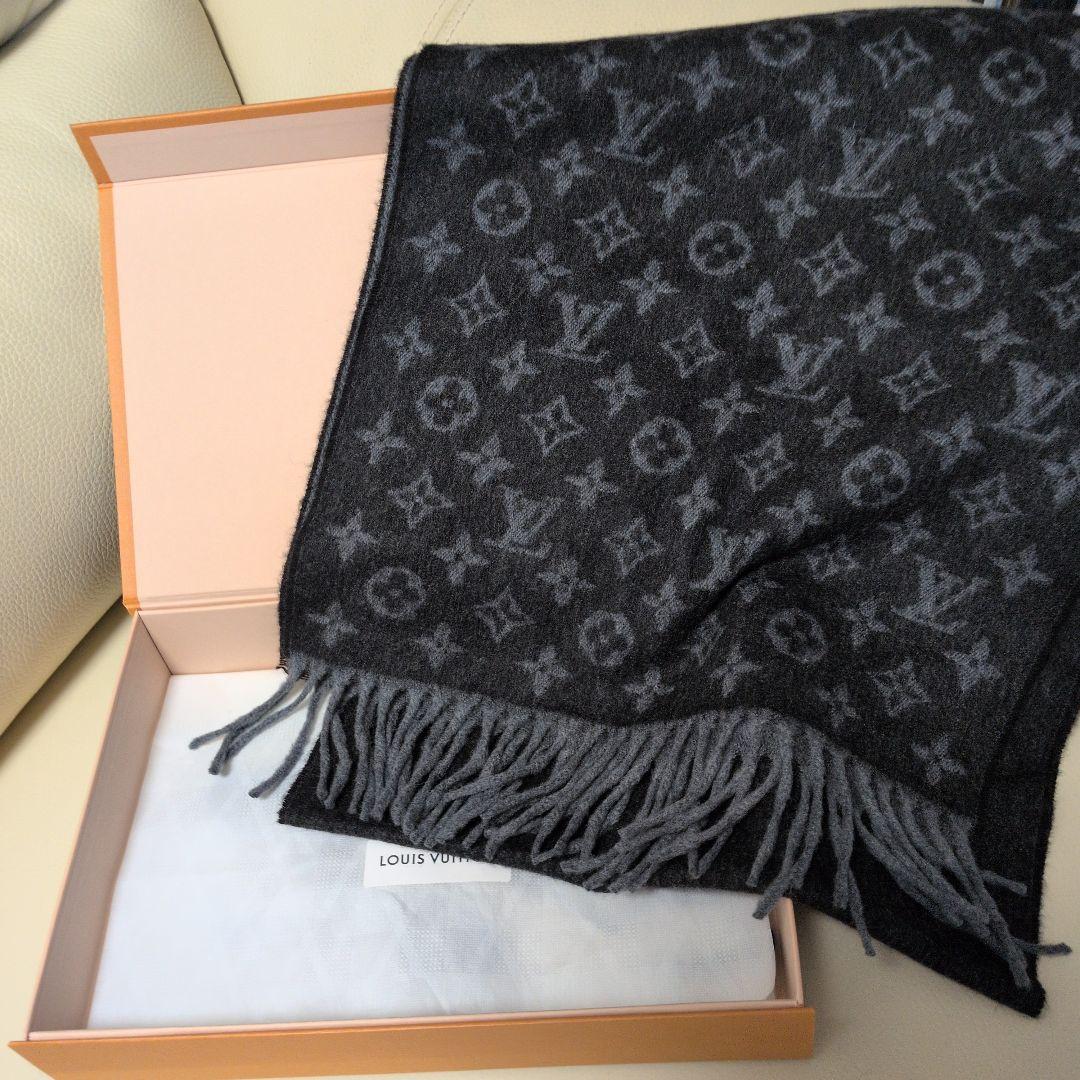 専用！Louis Vuitton グレー ロゴマフラーカシミヤ