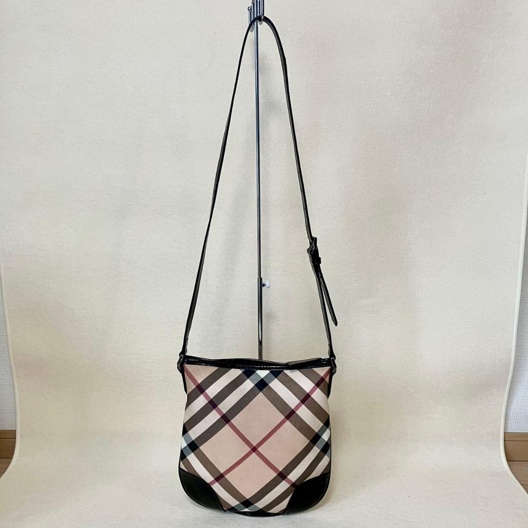 バーバリー ショルダーバッグ ノバチェック ベージュ レザー PVCメガチェック