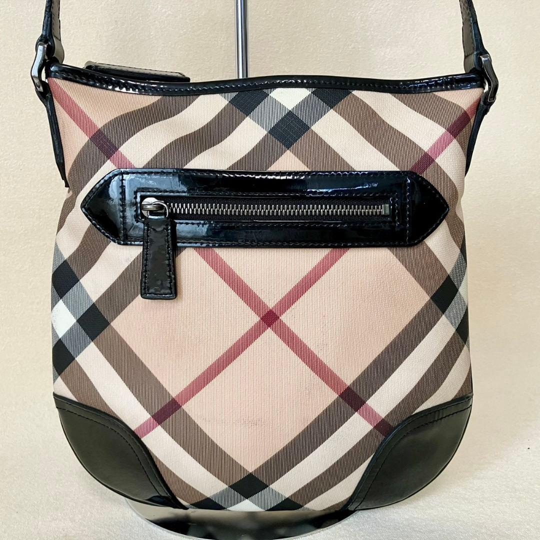 バーバリー ショルダーバッグ ノバチェック ベージュ レザー PVCメガチェック