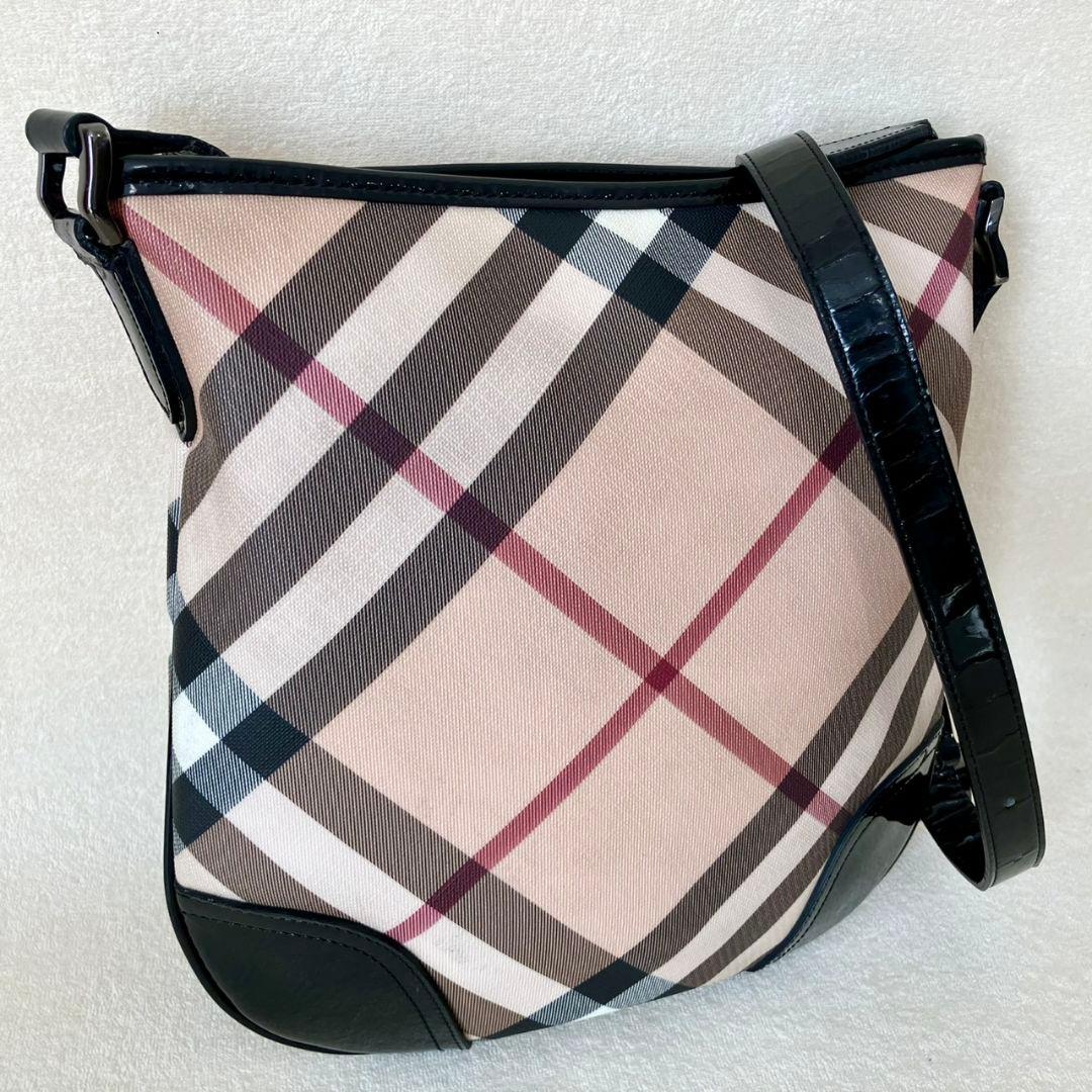 バーバリー ショルダーバッグ ノバチェック ベージュ レザー PVCメガチェック